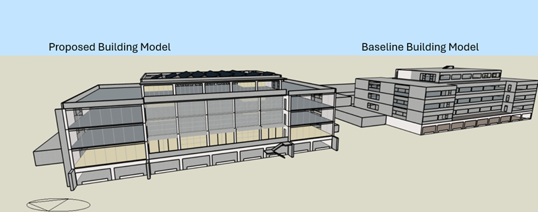 TH Side by side view of proposed and baseline building models